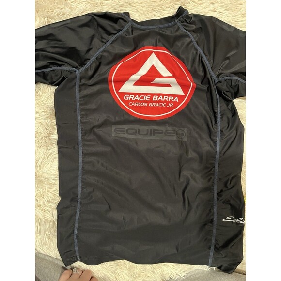 Gracie Barra Rash Guard Black Belt Shiny Compression Size Medium - Picture 8 of 10